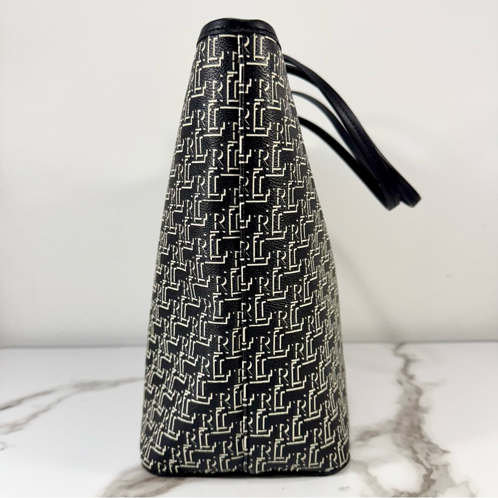 Ralph Lauren Collins Coated Canvas Monogram Large Handbag Purse Shoulder Bag - Picture 8 of 14